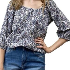 J. Crew Liberty Print "June Meadow" Floral Peasant Blouse XL